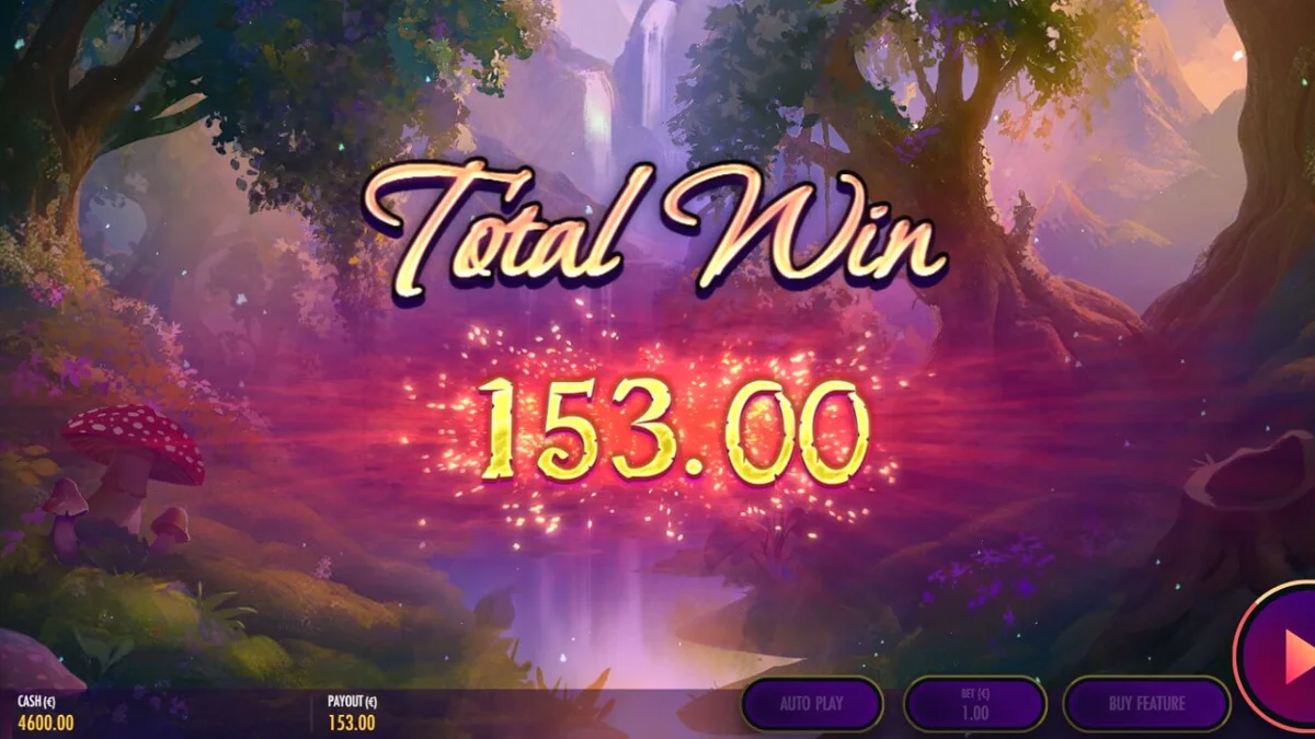 Cenário místico e pastoral do slot Pan’s Arcadia da Thunderkick
